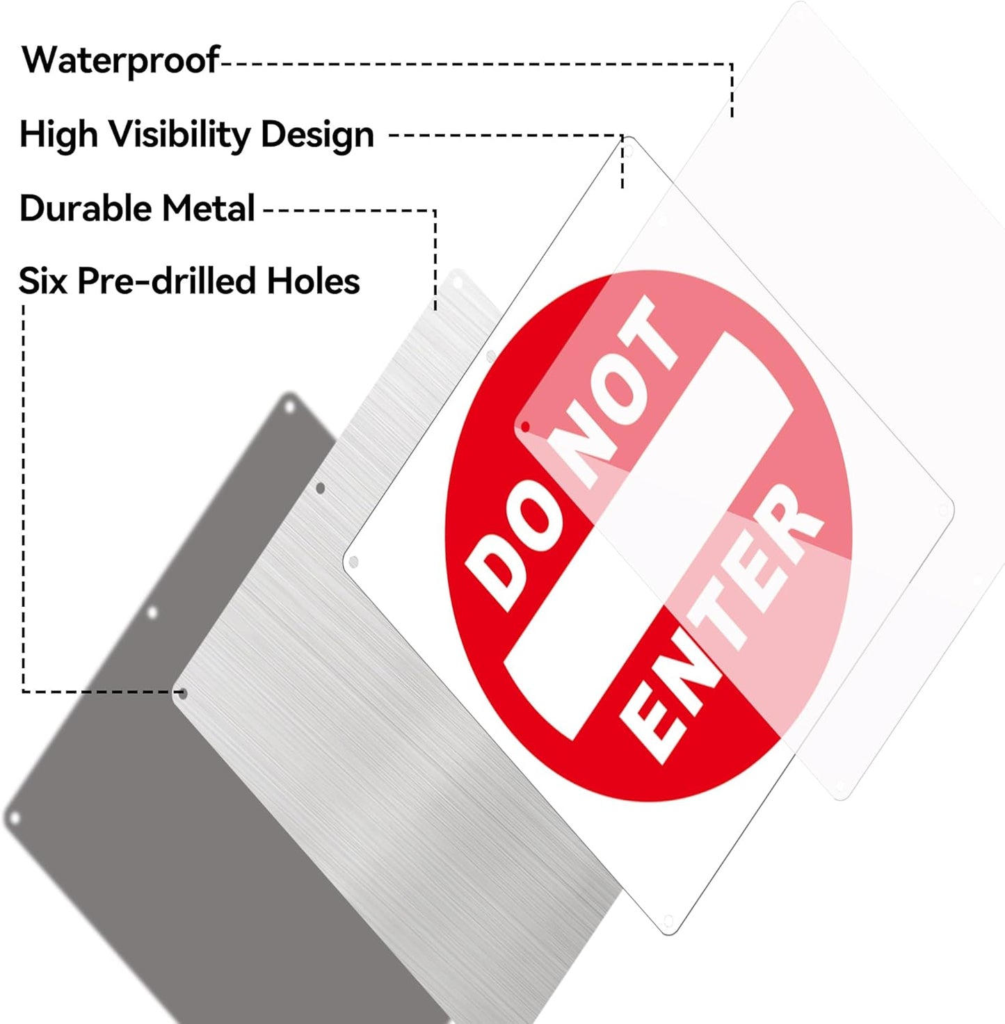 (2 Pack) Do Not Enter Sign, 12x12 Inches Keep Out No Entry Signs, Aluminum Reflective Do Not Enter Metal Signage, Weather Resistant and Easy to Install (White and Red)