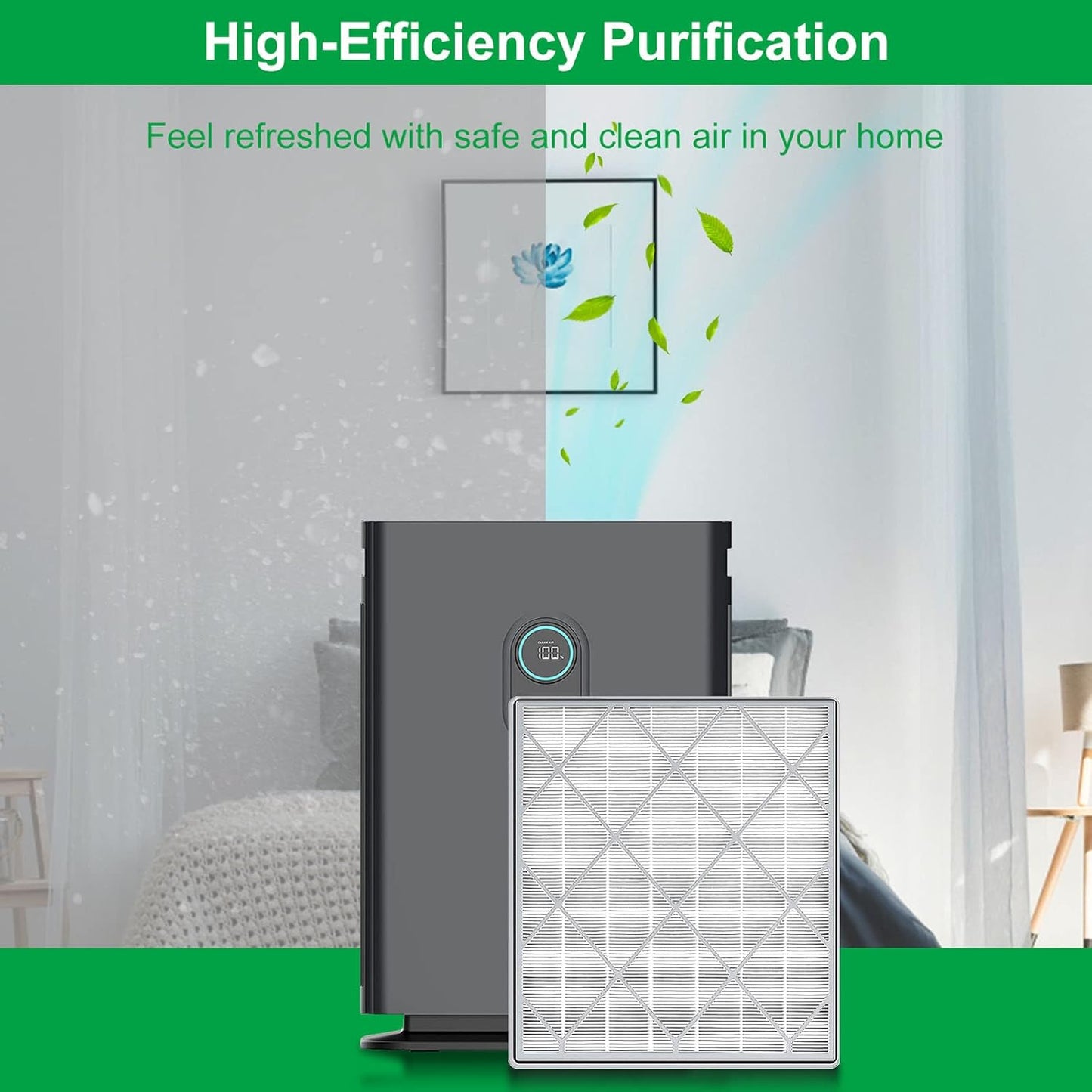 HE401 Filter Replace for Shark Air Purifier 4 Replacement, Compatible with Shark Air Purifier 4 HE401 HE402 HE405 HE400, H13 TrueFilter for HE4FKPETk Filter Replacement