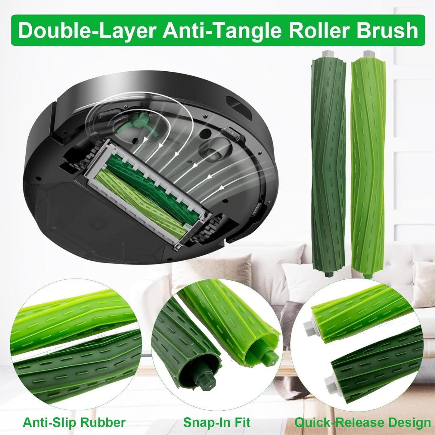 24 Pcs Replacement Parts for iRobot Plus 504 Vac, for iRobot Max 705 Vac Robot Vacuum Accessories Kit, 2 Set Rubber Brush, 6 Side Brush, 6 HEPA Filters, 8 Dust Bags