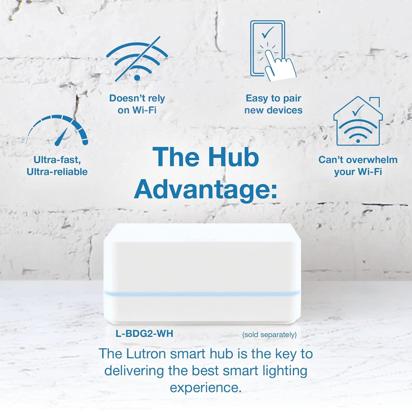 Lutron Caseta Original Smart Dimmer Switch (Lutron Smart Hub Required), for LED Lights, 150 Watt, Single-Pole/3-Way, No Neutral Required, PD-6WCL-WH, White, 5 Pack
