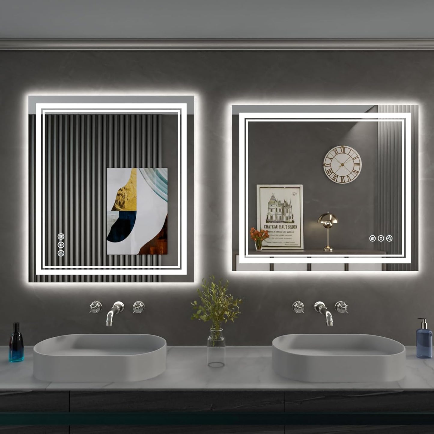 24X30 Inch LED Bathroom Mirror with Lights, Backlit and Front Lighted Bathroom Mirrors for Wall, Anti-Fog Dimmable Memory Shatterproof LED Vanity Mirror for Bathroom