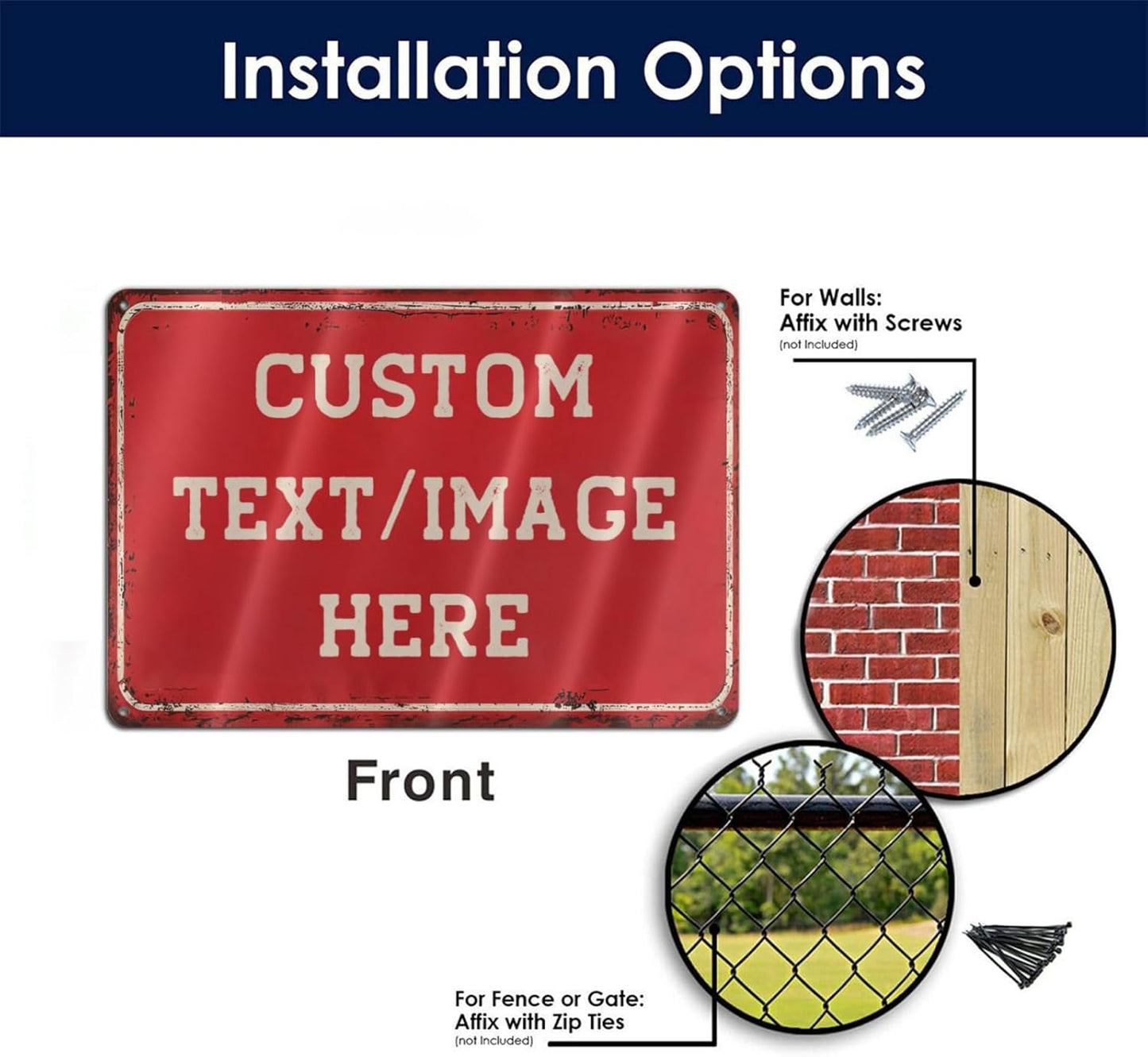 Custom Sign with Directional Arrow Rustic, Personalized Wall Decor, Vintage Metal Signs, 24''x18'' Customized Retro Aluminum Sign for Home Office Bar Yard Garden Outdoor Gift
