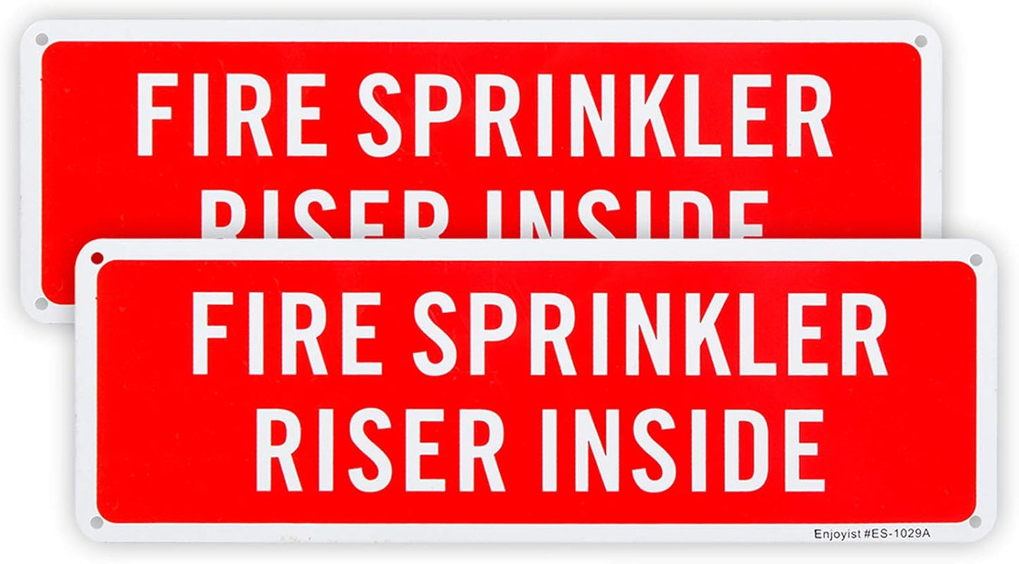 2 Pack Fire Sprinkler Riser Inside Sign, 12"x 4" .04" Aluminum Reflective Sign Rust Free Aluminum-UV Protected and Weatherproof