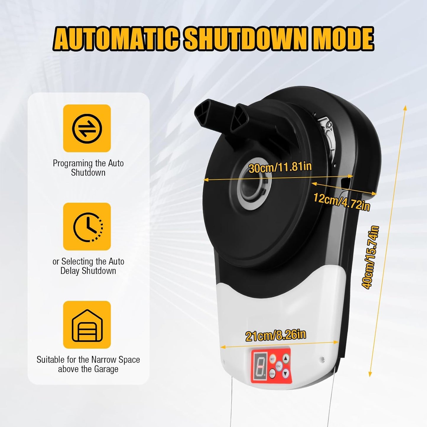 110V 800N 100W Automatic Roller Door Opener, Commercial Garage Electric Roller Shutter Door Opener Anti-Theft Rolling Code Smart Roller Opener Equipped with Two Remote Control for Garage/Shop Doors