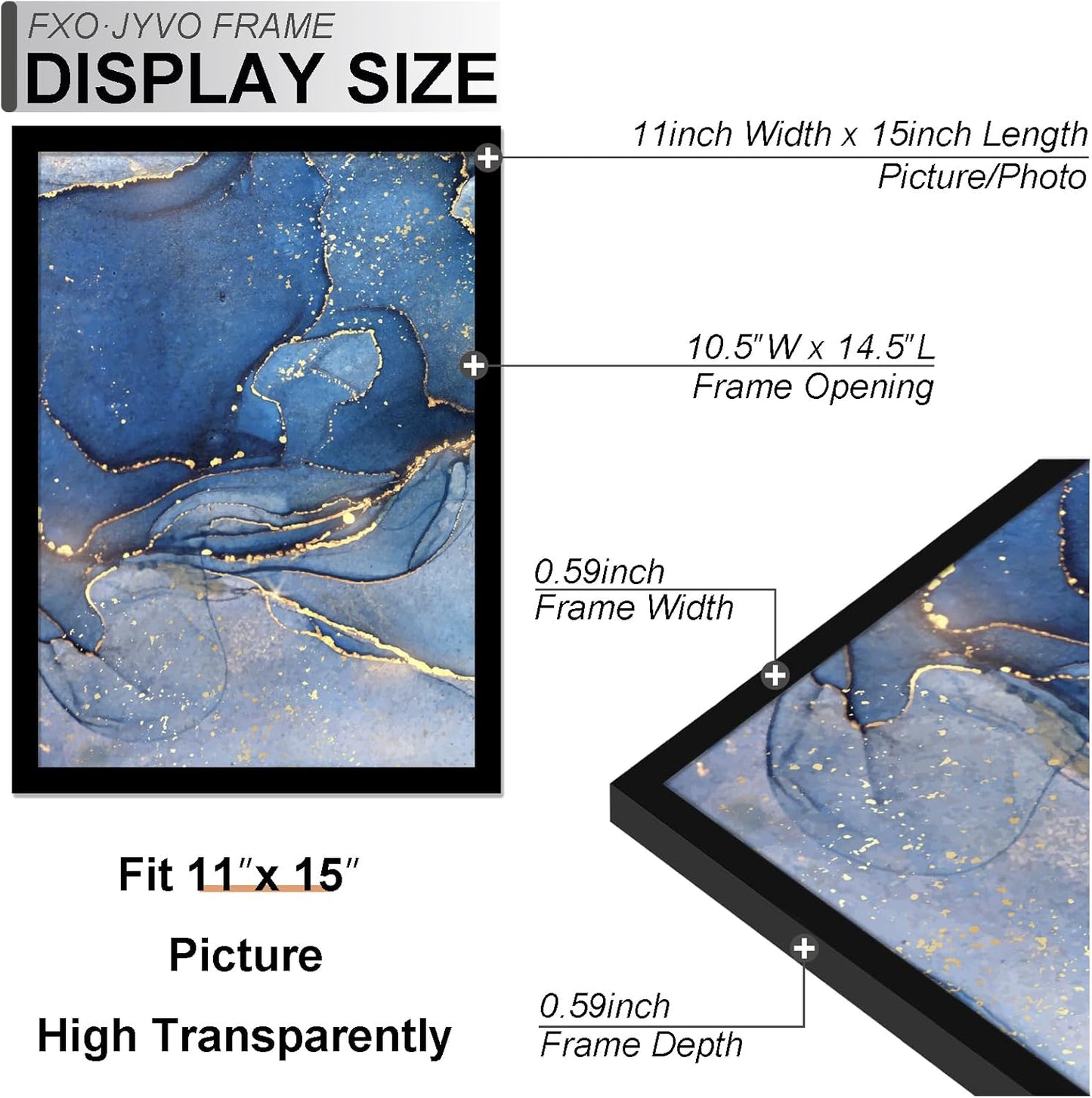 11x15 Picture Frame Set of 6, Black Frame for 11 x 15 Inch Picture Poster Photo, Light Weight and High Transparent 11 by 15 Frame for Wall - 6 Pack/Black/11 x15