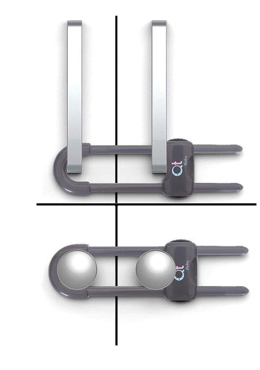 20 Pack - Baby Proofing Cabinet Locks Adjustable U Shaped Baby Safety Latches for Drawers, Fridge, Closet Modern Baby Proofing Cabinet Lock with Extra Secure Lock Buttons (Thunder Grey)