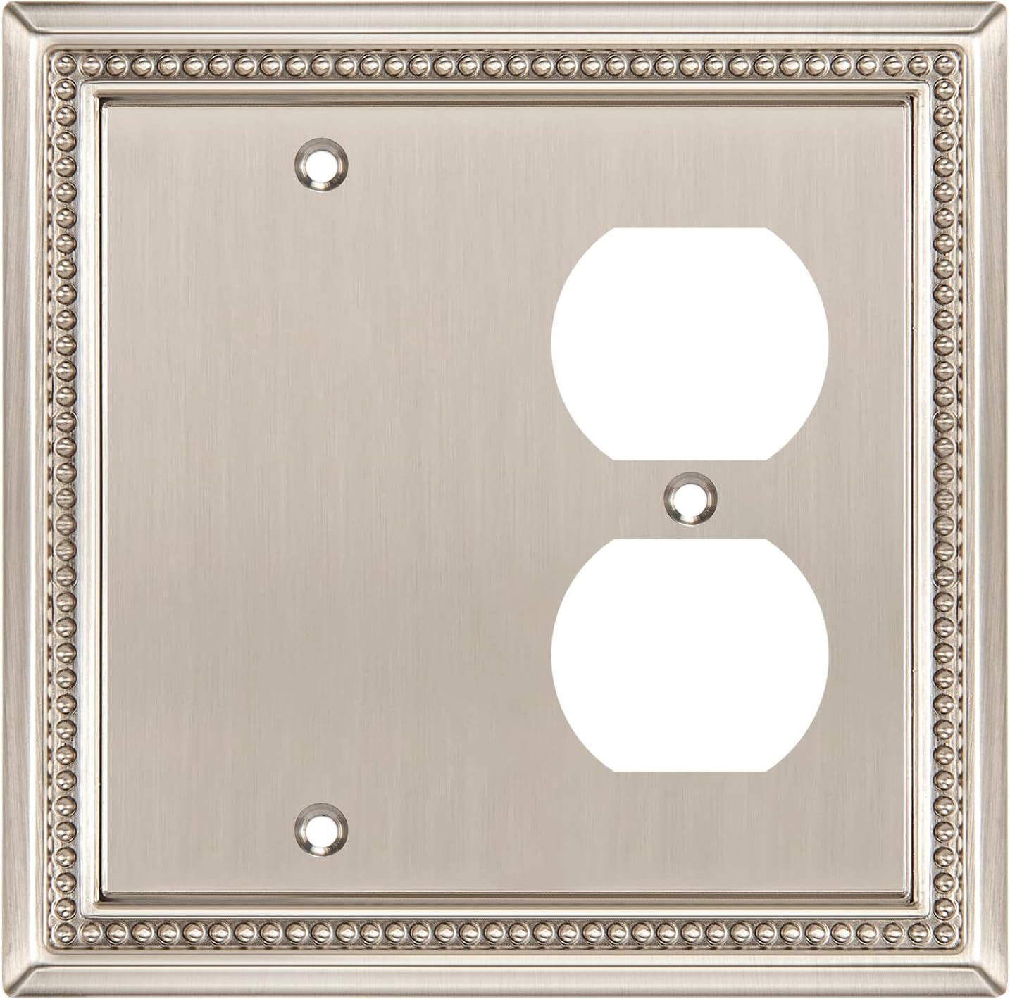 Henne Bery Sunken Pearls Heavy Duty Decorative Wall Plate Switch Plate Outlet Cover (Blank/Duplex, Satin Nickel)