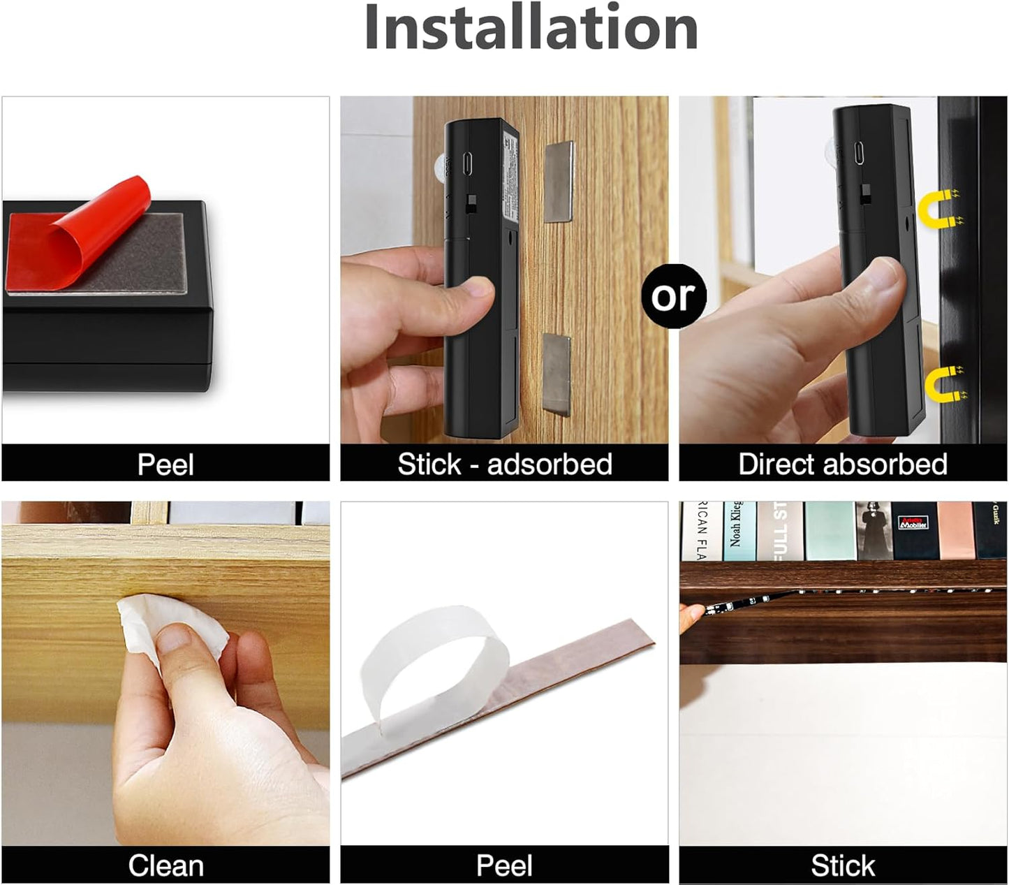 WOBANE Motion Activated LED Strip Light, Rechargeable Magnetic Battery Box with 6.56ft LED Strip,60 LEDs Homelife Sensor Bar for Wardrobe,Stair,Pantry,Counter,Cabinet,Bed,Door,2700K Warmwhite,Black