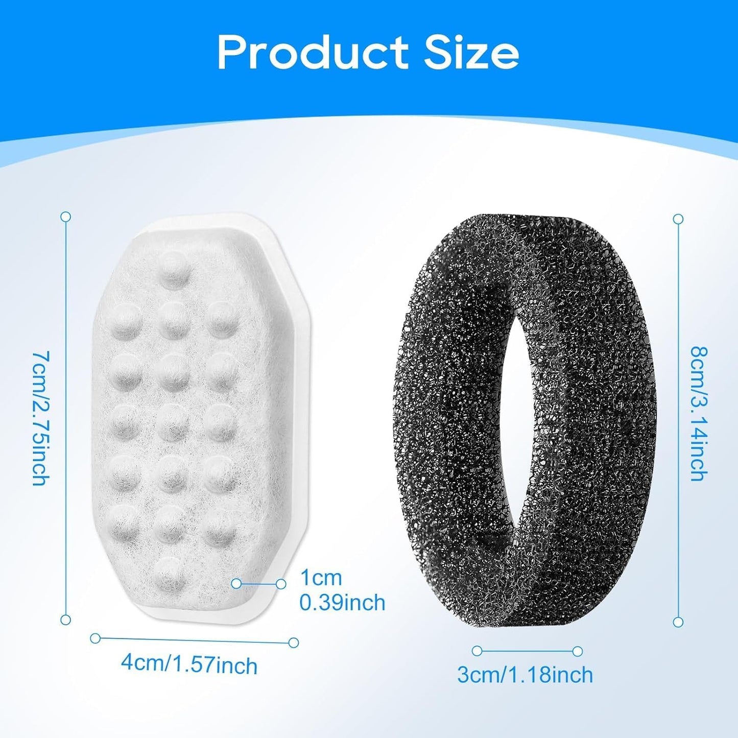 16+16 Pack Pet Water Fountain Filter Compatible with Rellaty & Fit for Neareal 108oz/3.2L Automatic Dog Water Dispenser, Cat Filters for Fountain Cat Bowl