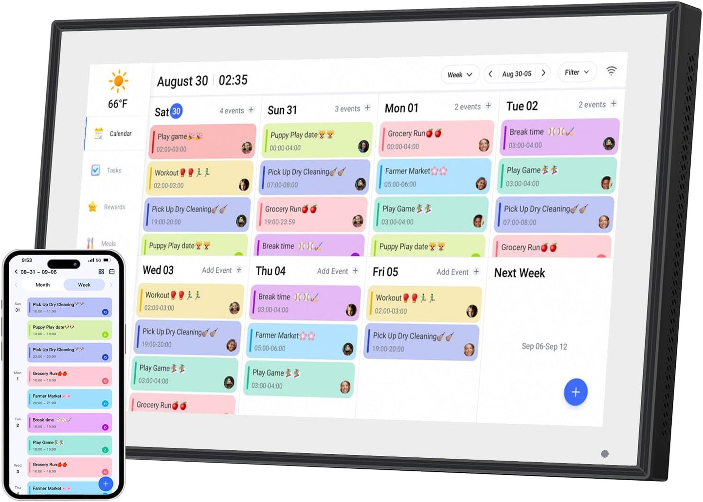 10.1 inch Digital Calendar & Chore Chart,Smart Touchscreen Interactive Display for Family Schedules, Wall & Desk Mountable, Digital Photo Frame Functon, Great for Organizing Your 2025 Calendar