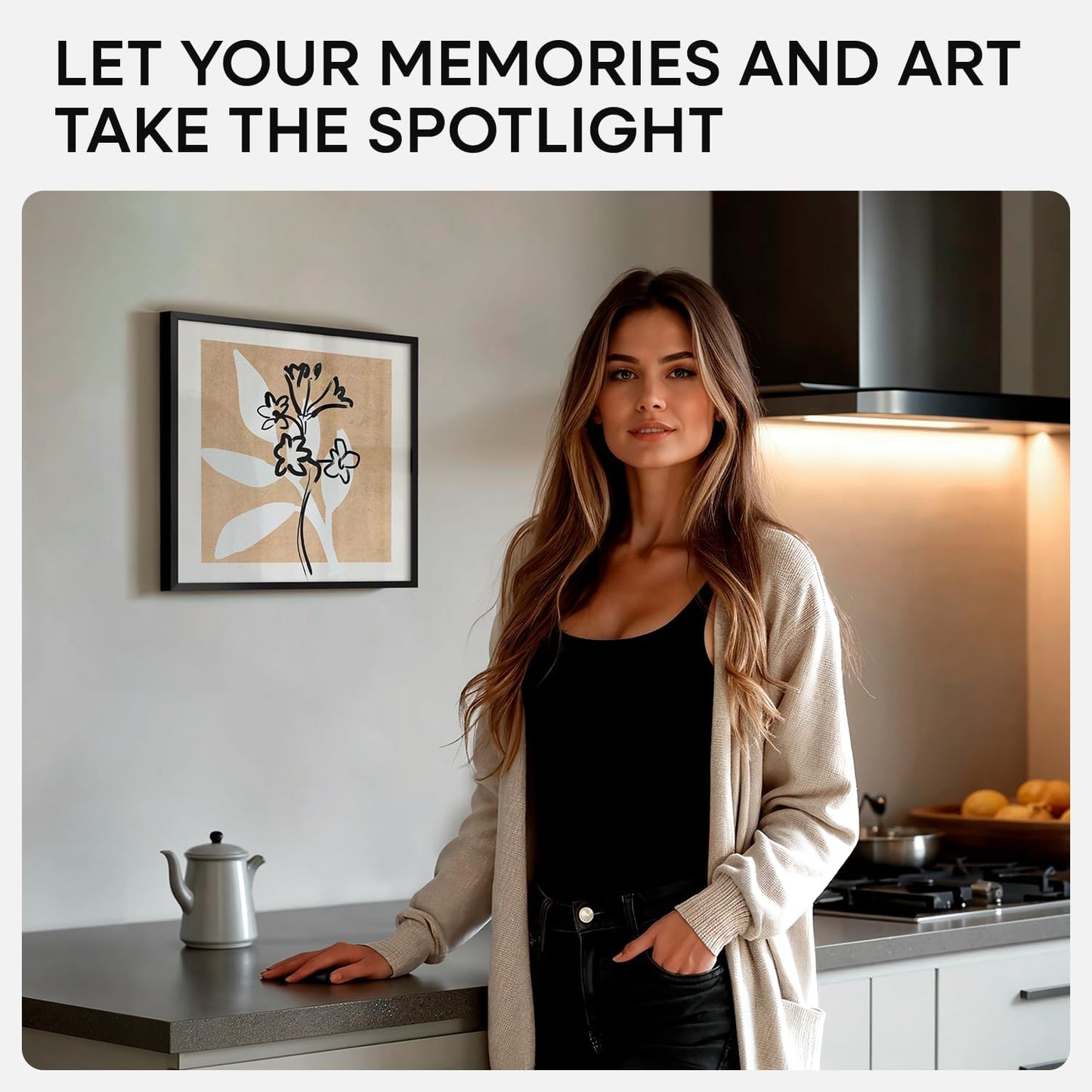 Homeforia Black 12x12 Picture Frames, High End Metal 12 x 12 Square Poster Frame with Mat 10 x 10 Photo, 12x12 Black Frame Matted to 10x10 Print, 12by12 Thin Frames, Tempered Glass, Wall Kit, Set of 1