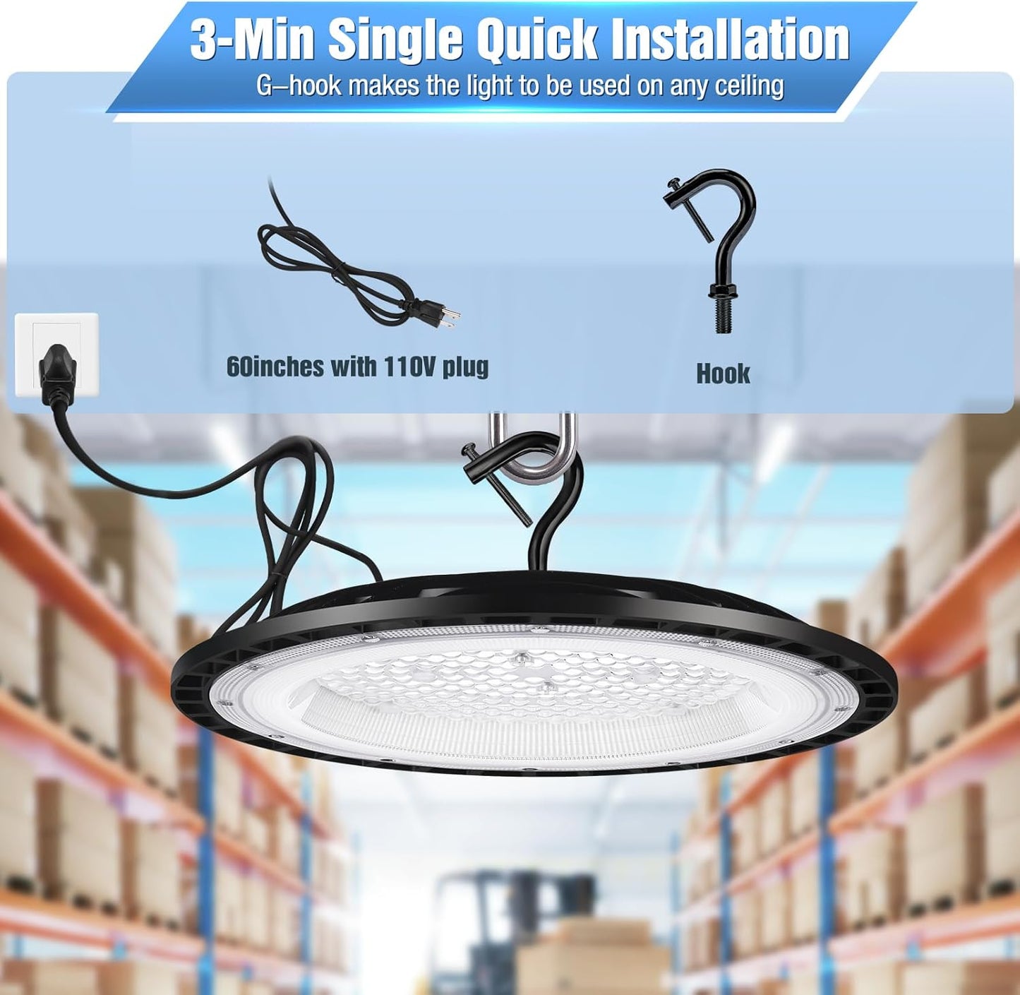 12 Pack 200W UFO LED High Bay Lights,120VAC IP66 Waterproof,90800LM 5000K Daylight, 850W MH/HPS with Plug Commercial Bay Lighting for Barn,Gym,Factory,Warehouse,Shop,Workshop,Gym
