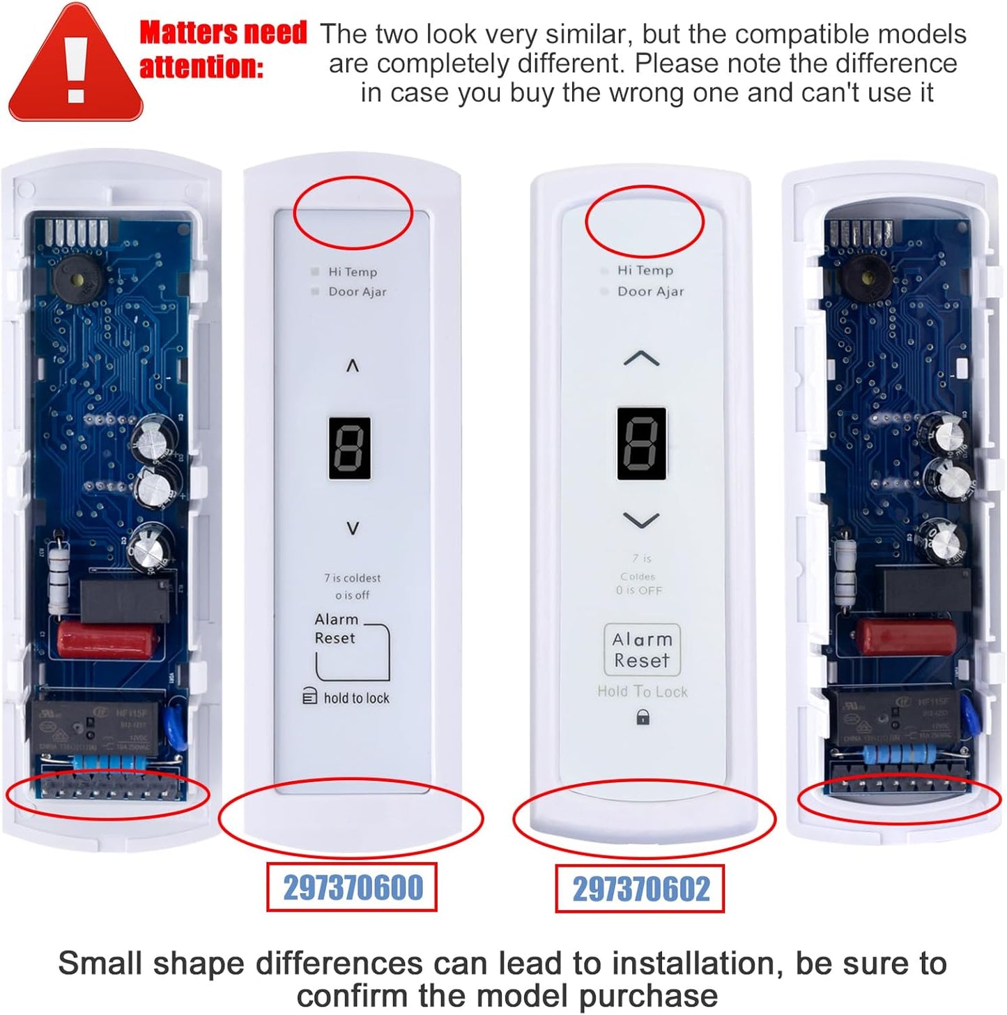 297370600 Freezer Electronic Control Board Compatible with Frigidaire, Crosley Refrigerator User Control Display Board Assembly 297366100 297241800