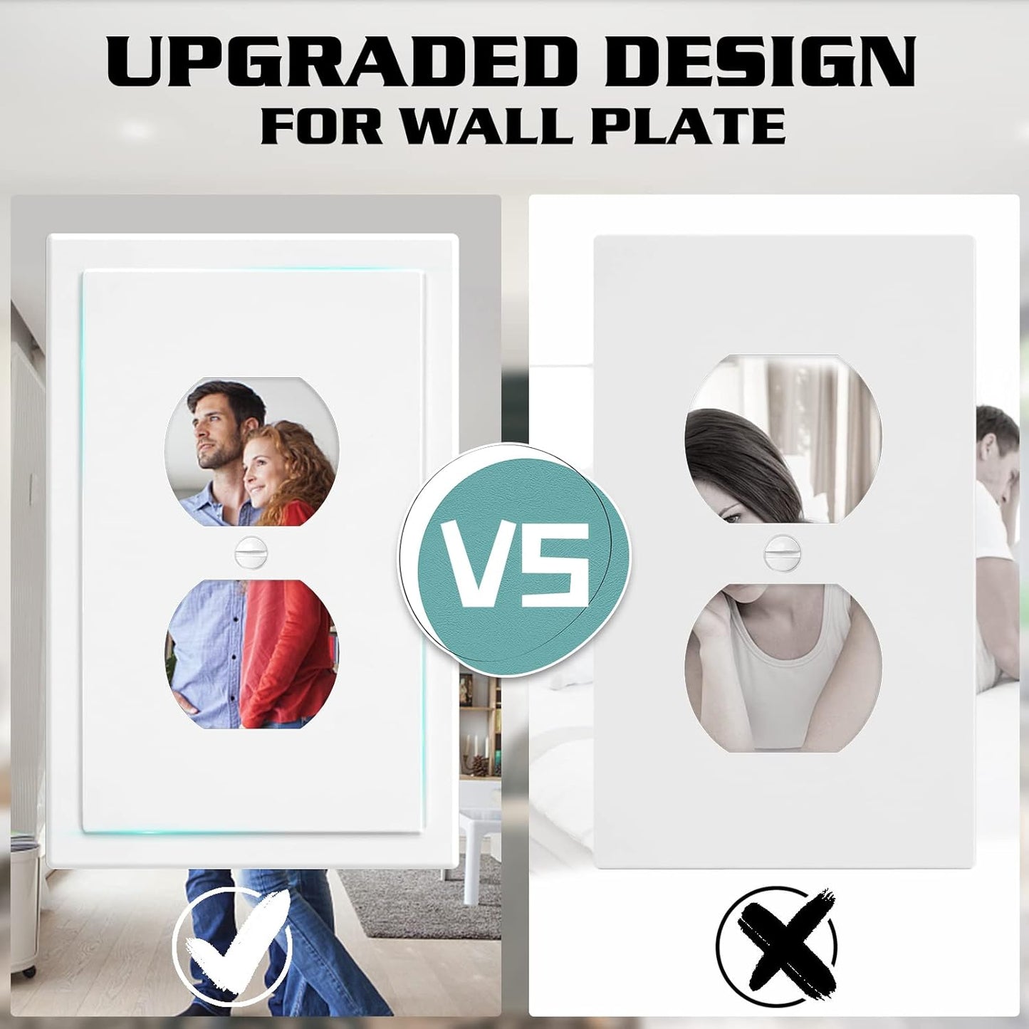 1-Gang Modern Edge Decorative Wall Plate Cover Switch Outlet Single Duplex Electrical Faceplate for Light Switches, Smart Switch, GFCI, Dimmers, Receptacle, USB Outlet (10 Pack, Single Duplex)