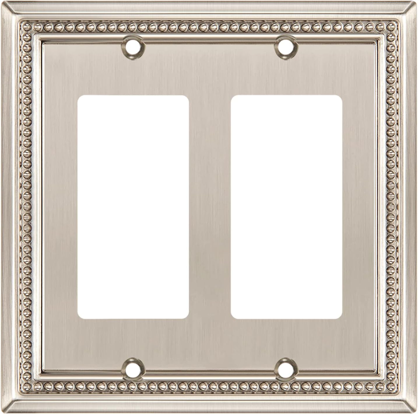 Henne Bery Sunken Pearls Heavy Duty Decorative Wall Plate Switch Plate Outlet Cover (Double Decorator, Satin Nickel)