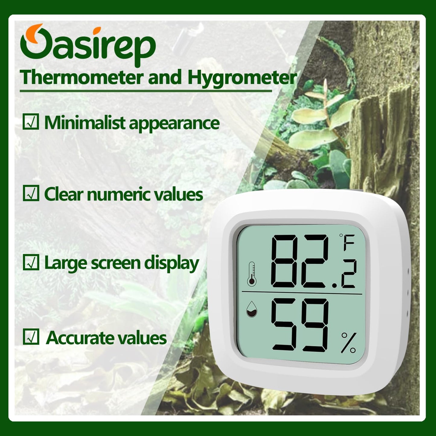 2-Pack Reptile Thermometer and Hygrometer – LCD Digital Temp & Humidity Monitor for Bearded Dragon, Gecko, Snake Tanks, Incubation Boxes, Indoor Pet Habitats