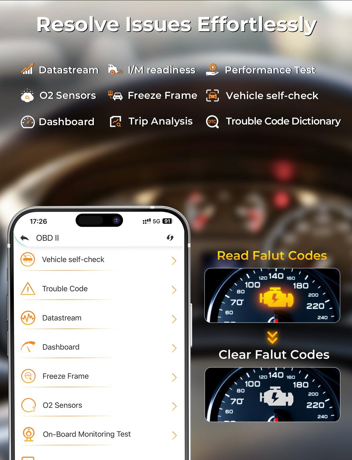 AUTOPHIX 3210 OBD2 Scanner Bluetooth, Wireless Code Reader for Car - Check Engine Light & Battery - Easy DIY Car Diagnostic Scanner Tool for 1996+ Vehicles, No Subscription Fee for iPhone & Android