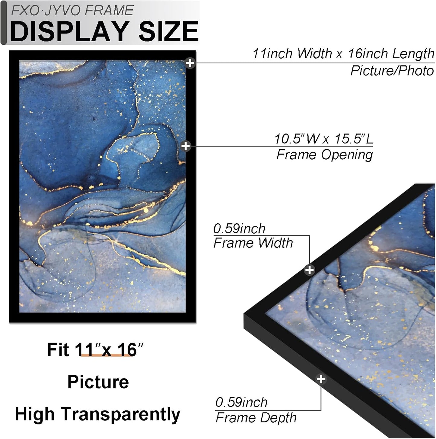 11x16 Picture Frame Set of 3, Black Frame for 11 x 16 Inch Picture Poster Photo, Light Weight and High Transparent 11 by 16 Frame for Wall - 3 Pack/Black/11 x16