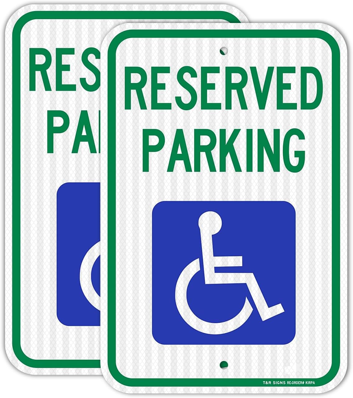 (2 Pack) Handicap Parking Sign, Reserved Parking Sign, Large 18" x 12" Engineer Grade Reflective Sheeting, Rust Free Aluminum, Weather Resistant, Waterproof, Fade Resistant, 2 Pre-drilled Holes
