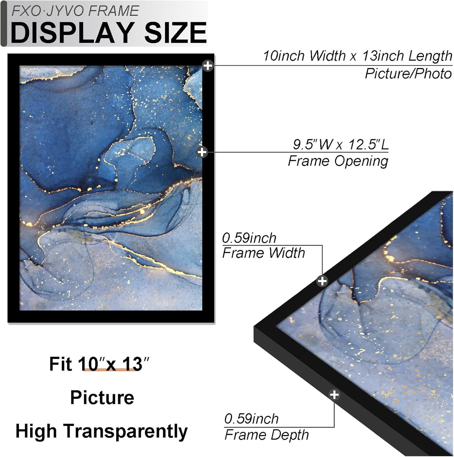 10x13 Picture Frame, Black Frame for 10 x 13 Inch Picture Poster Photo, Light Weight and High Transparent 10 by 13 Frame for Wall - 1 Pack/Black/10 x13
