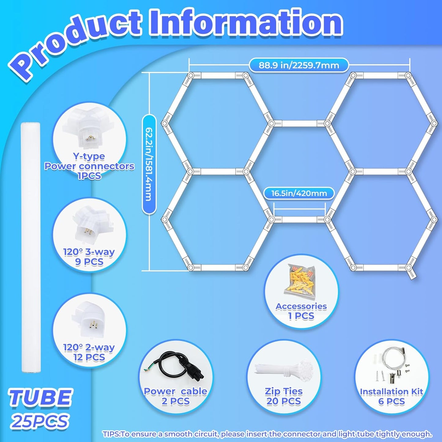 Hexagon Garage Lights - Bigger Size Hexagon Lights 200W LED,5000K 24000LM,Hex Lighting for Car Detailing,Workshop,Basement,Gym,Barber, Garage Ceiling led Light 25 Pack