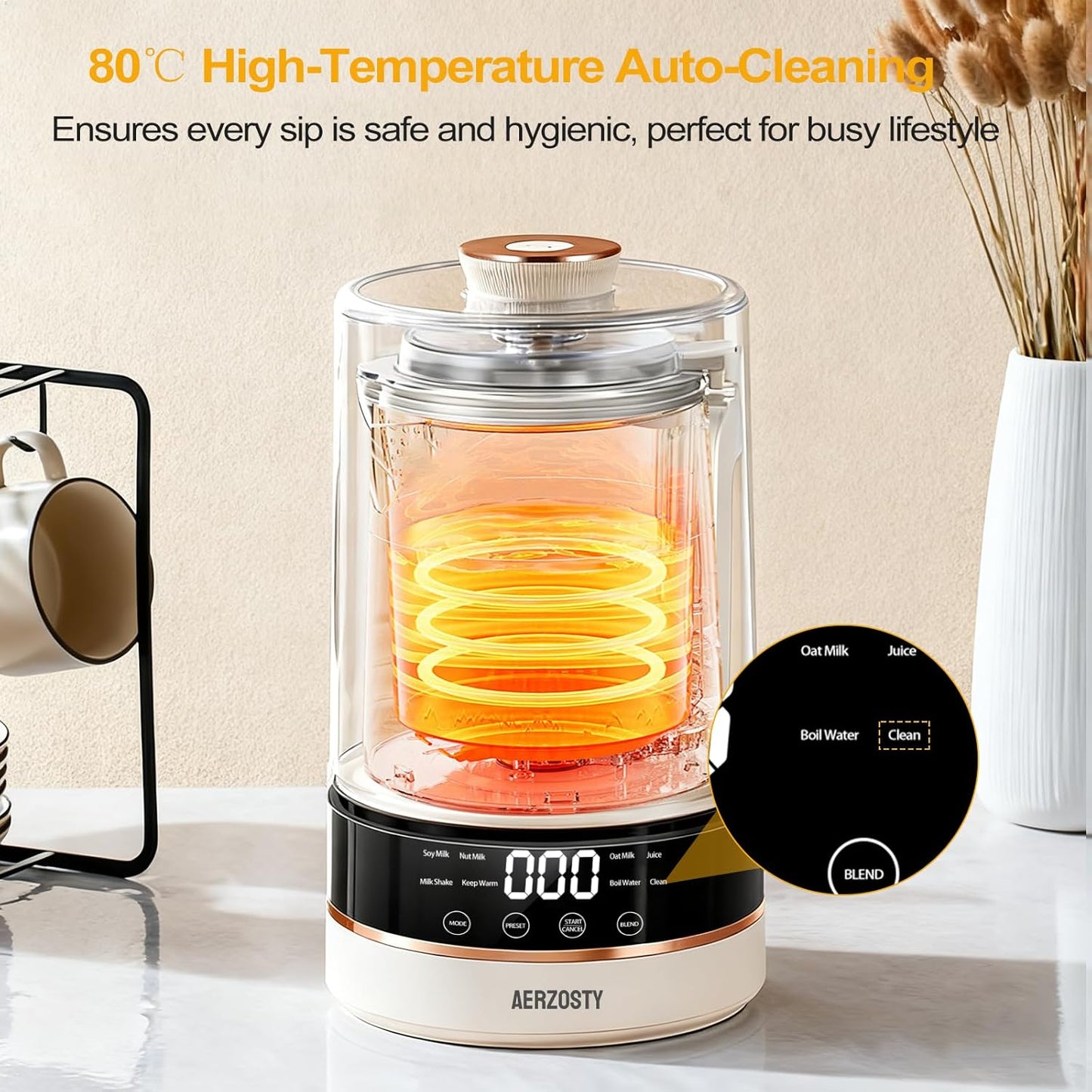10 in 1 Nut Milk Maker Machine, 40oz/1.2L Soy Milk Maker with Auto Clean/24H Delay/Keep Warm/Boil Water, Almond Milk Maker for Homemade Oat, Juice, Milk Shakes, Plant Based and Dairy Free Beverages