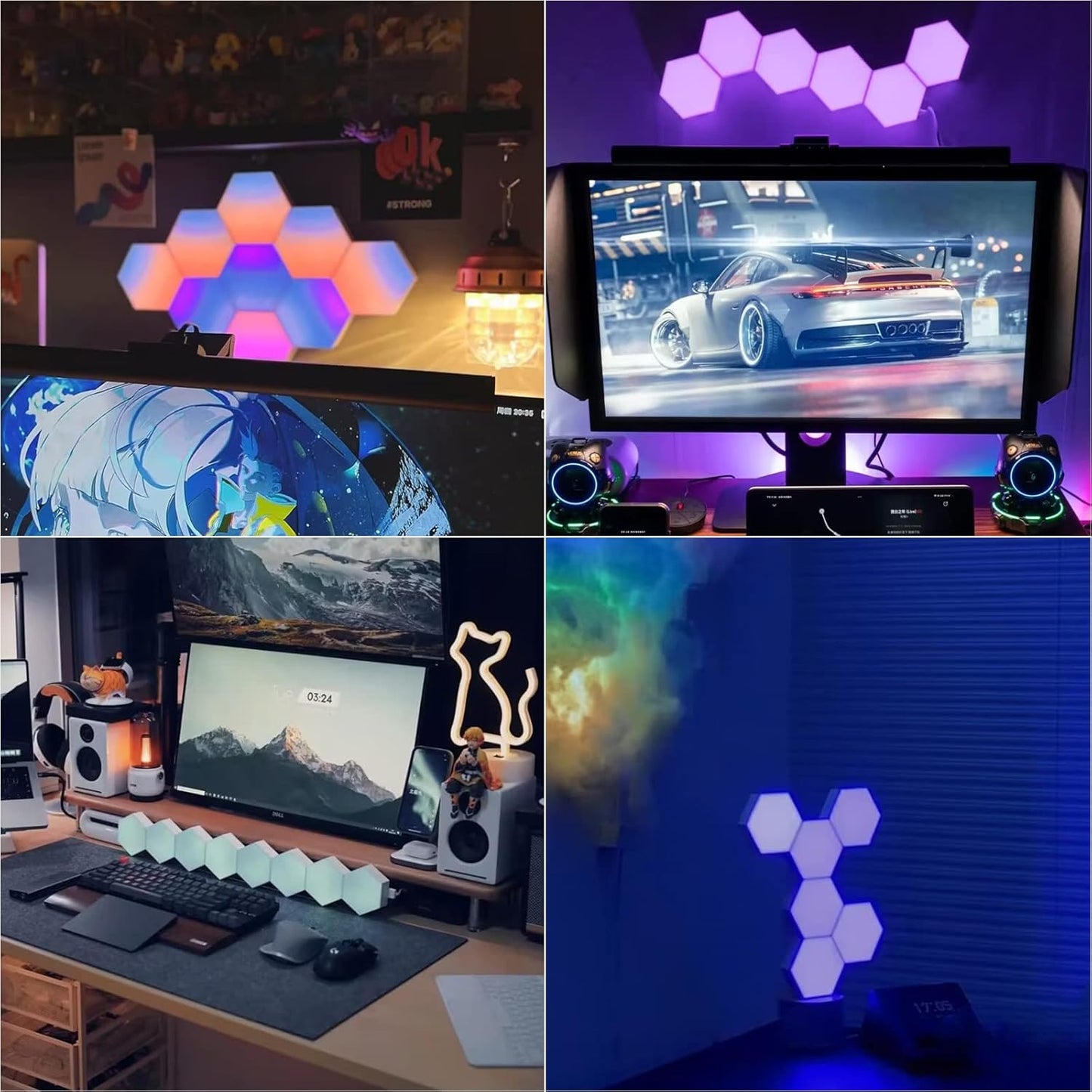 Hexagon Lights, Smart LED Wall Lights with Remote, 13 Colors Touch-Sensitive DIY Modular Assembled RGB Wall Panels, Hex Light with USB-Power for Autism, Game Room Decor, Party (10 Pack)