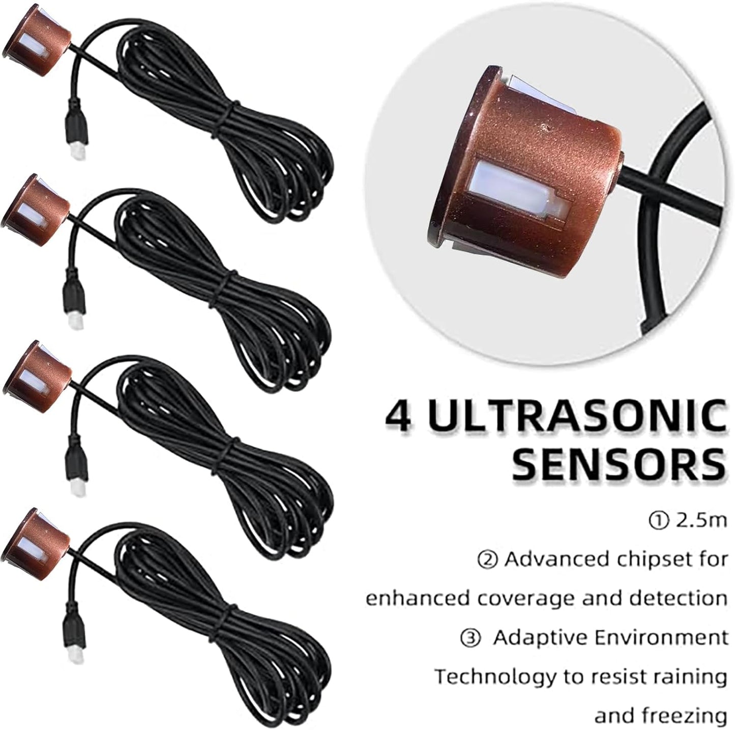 LCD Parking Sensor Kit - Displays Data on Original Screen, Easy Rear Installation, Compatible with CVBS Cameras (Not for AHD), 18 Probe Colors to Match Any Vehicle