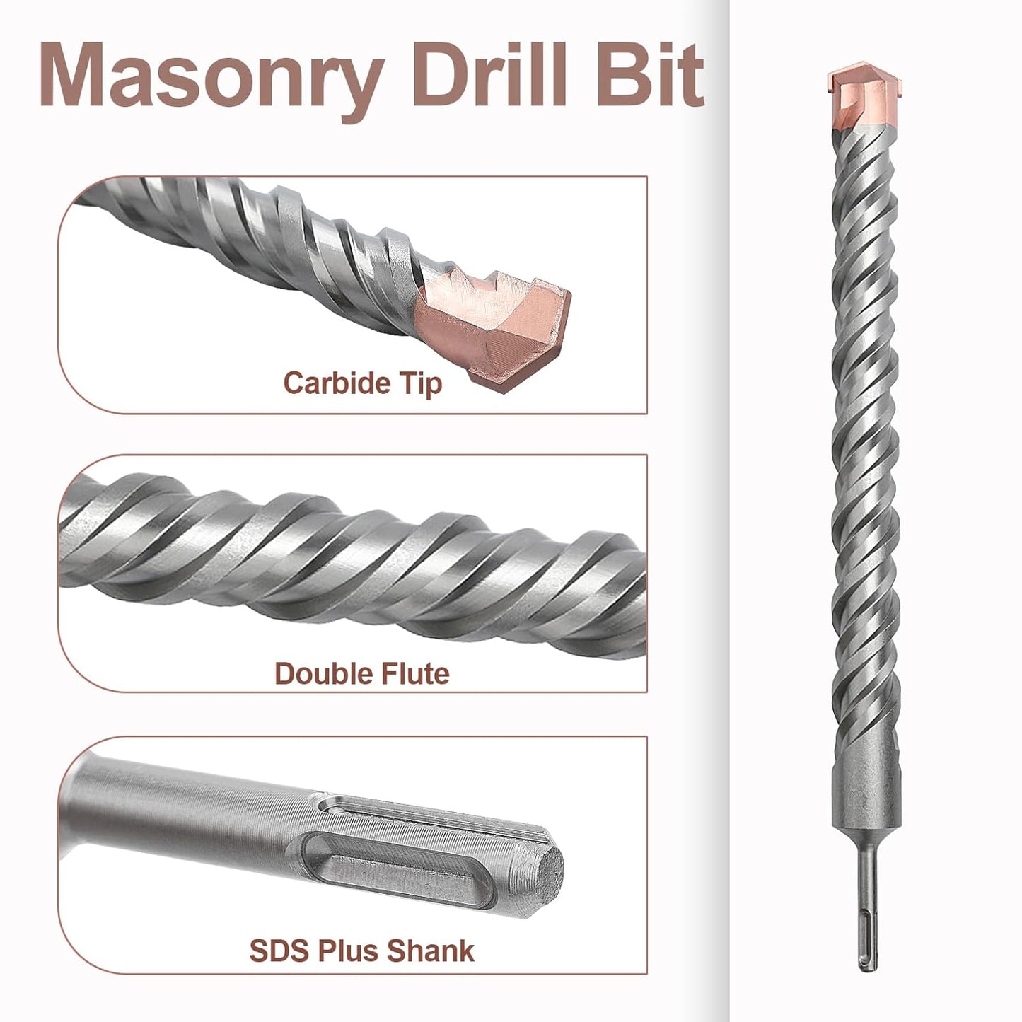 1-1/8 x 18 inch (28x460mm) SDS Plus Masonry Drill Bit, Rotary Hammer Drill Bit,Concrete Drill Bit for Concrete, Brick, Block,1-1/8 x 15.6 x 18 inch