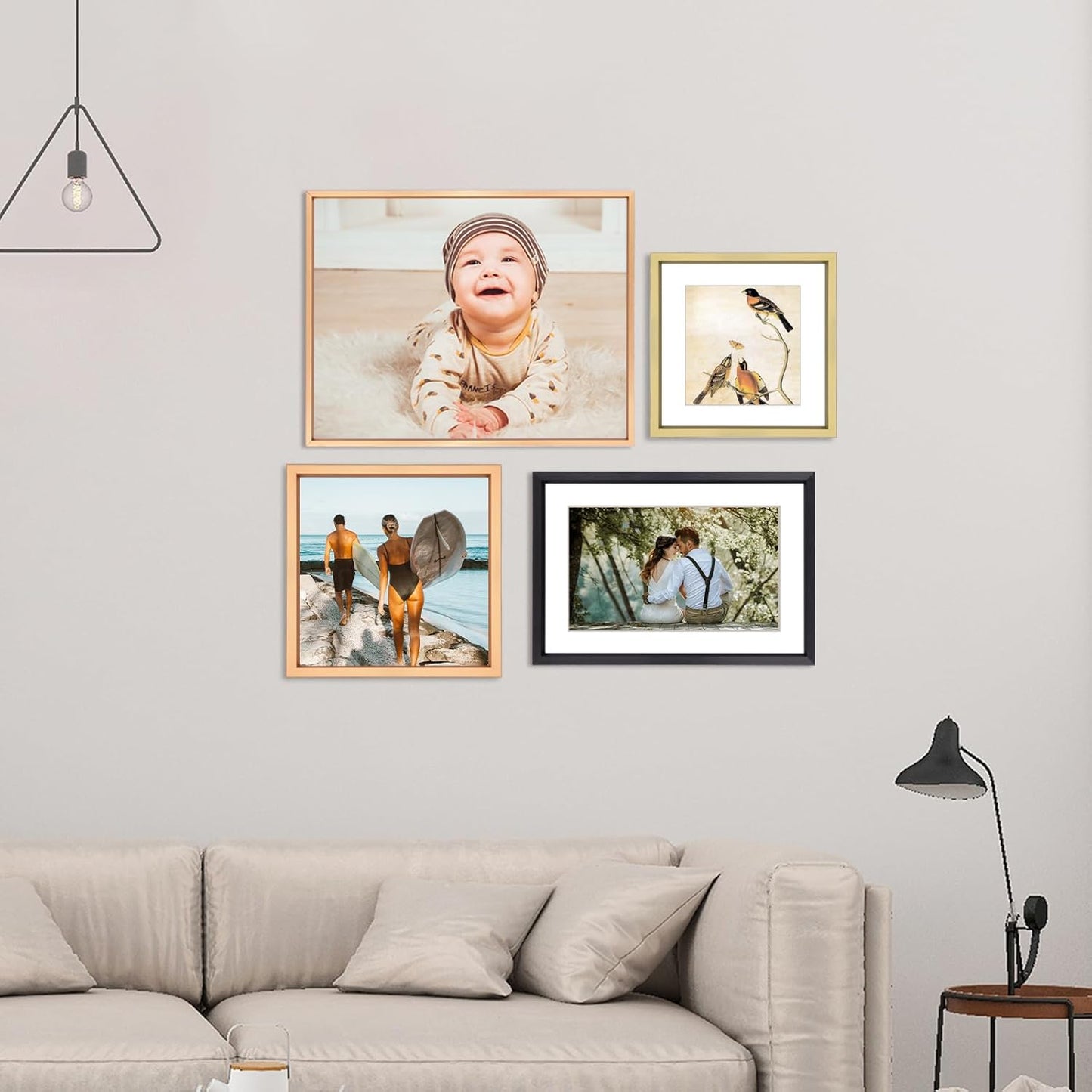 10x10 Picture Frame, Brass Metal Square Photo Frames with HD Glass, Fits 6x6 with Mat or 10 x 10 without Mat, Display for Wall and Table, 1 Pack