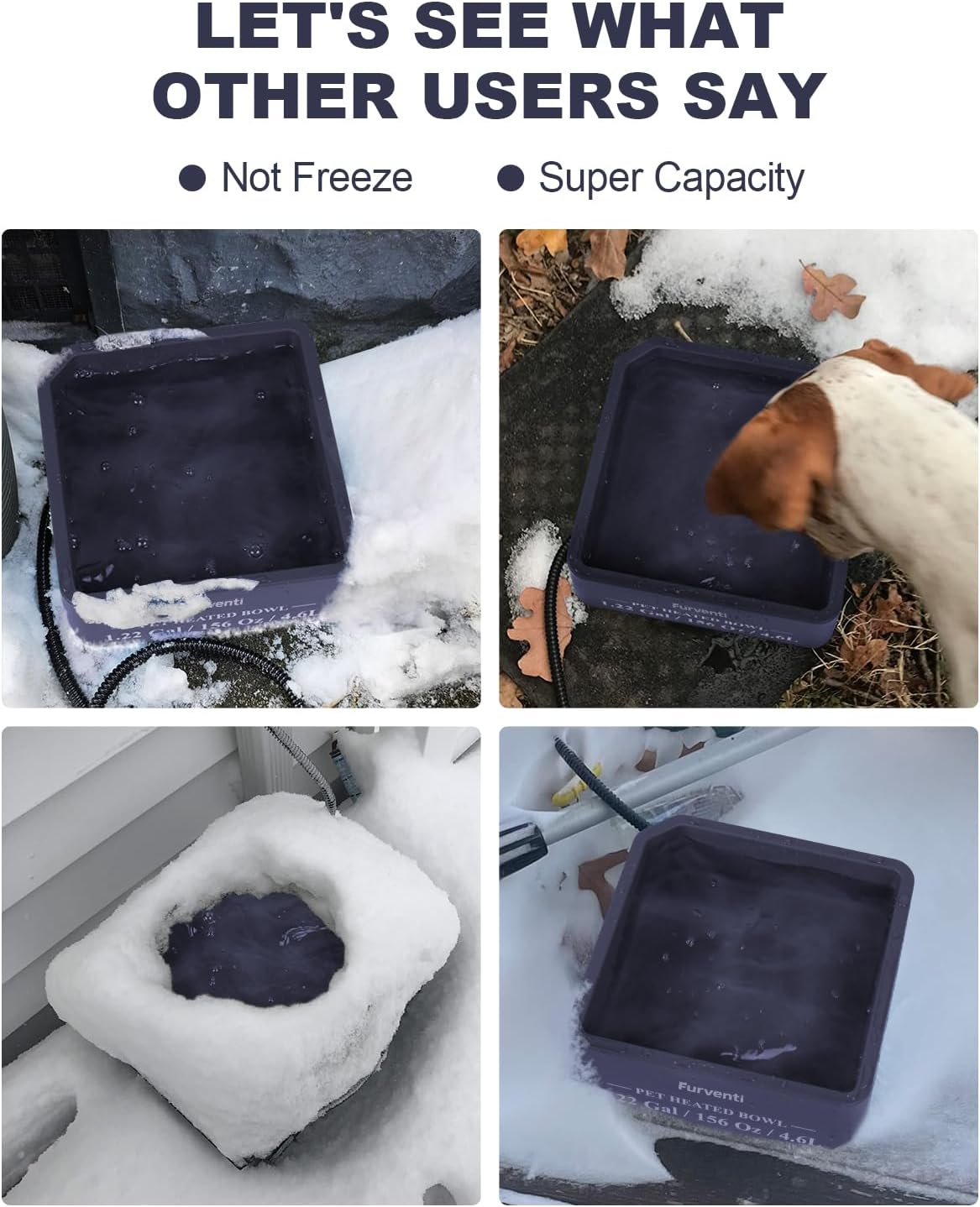 Heated Water Bowl for Dog Cat,1.22 Gallon,Outdoor Waterproof Heated Pet Water Dish with 79" Chew Resistant Cord for Rabbit, Chicken, Duck, Squirrel (Navy Blue)