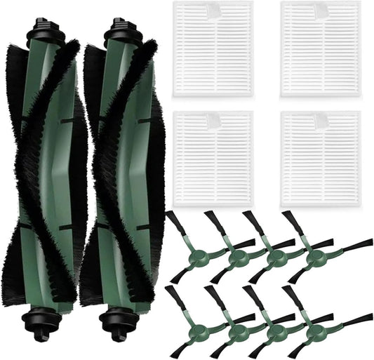 14 Pack Accessories Kit for iRobot Roomba Essential Series Q052-Vac2 105 Q0120 Y0140 Y0110 Q011 Robot Vacuum Cleaner,2 Roller Brush＆8 Side Brushes＆4 Hepa Filters (14 Packs)