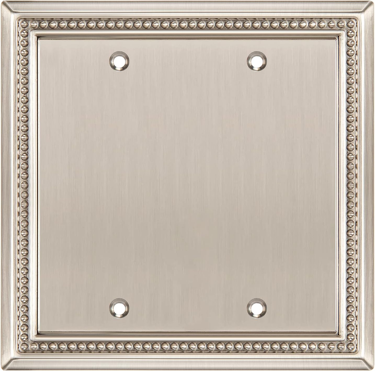 Henne Bery Sunken Pearls Heavy Duty Decorative Wall Plate Switch Plate Outlet Cover (Double Blank, Satin Nickel)