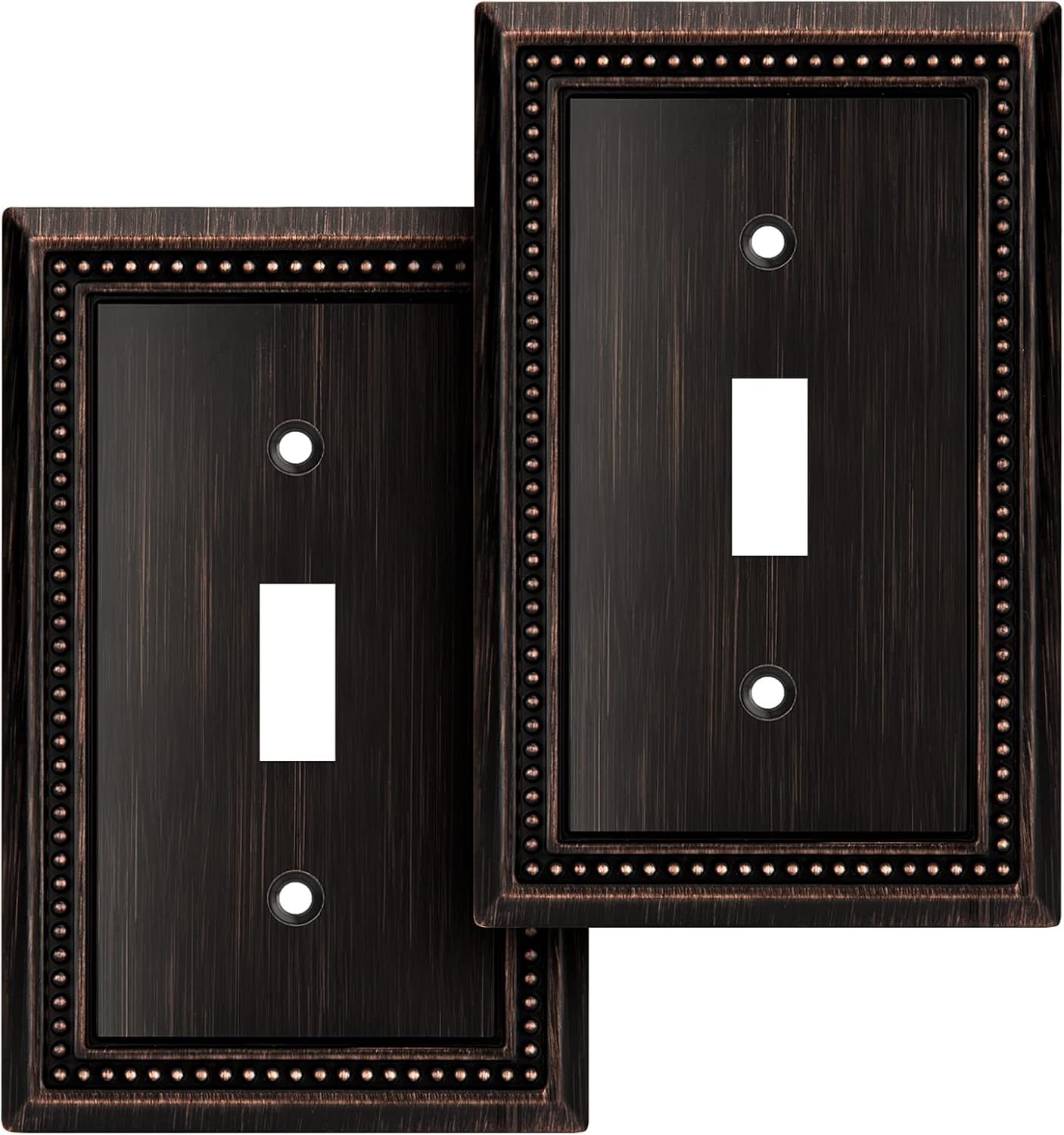 Henne Bery Sunken Pearls Heavy Duty Decorative Wall Plate Switch Plate Outlet Cover (Single Toggle, 2 Pack, Aged Bronze)