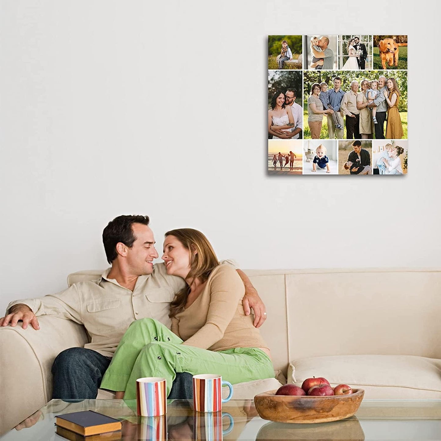 10 Picture Collage Canvas Prints Personalized Multi Photo Wall Art Custom Your Image to Canvas Customized Family Gifts Home Decor (Collage Photo-7, Framed)