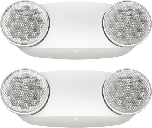 2 Pack Emergency Light, Wall Mount, UL 924 Certified, Battery Backup, 2 Bug Eye Heads, Commercial Lighting Fixtures