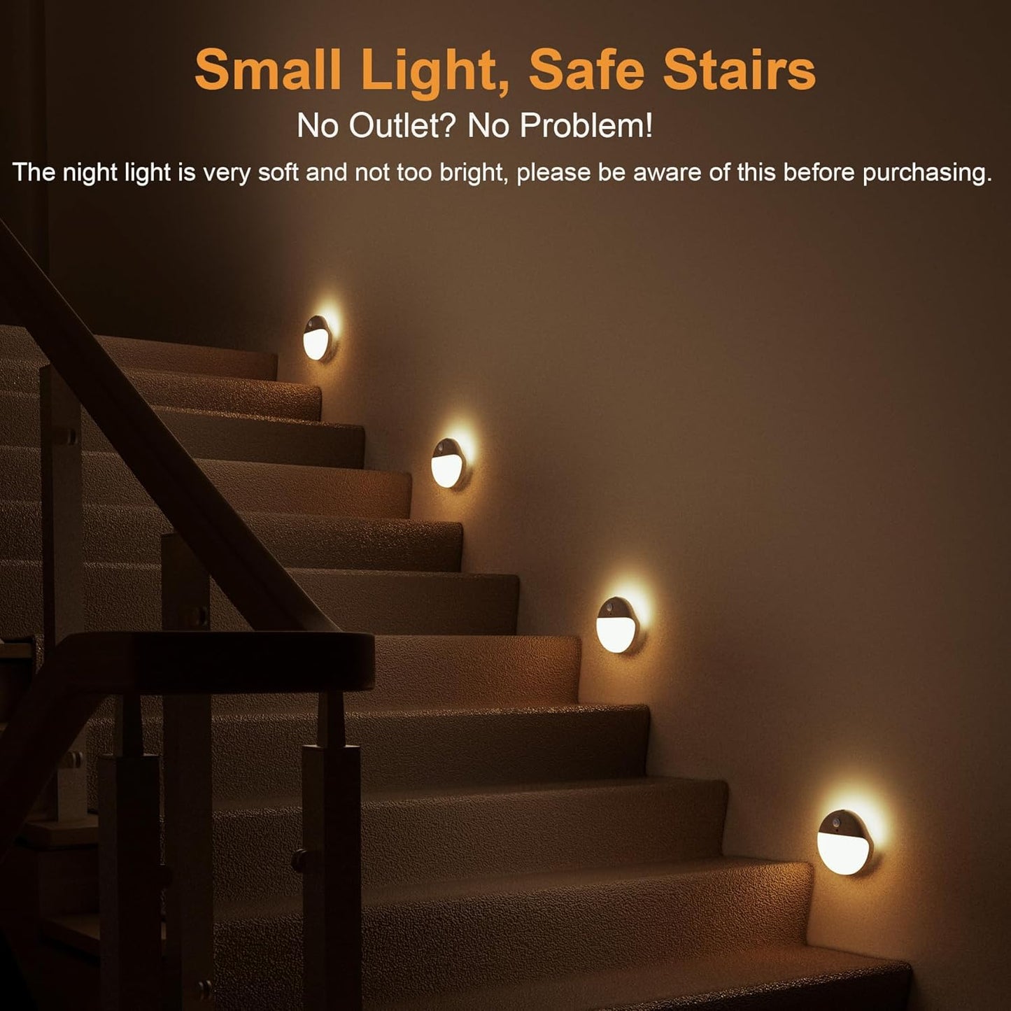 2 Pack Toliet Lights, 2.6" Small Motion Sensor Battery Night Light, Dimmable LED Nightlight, 3 Light Modes, Stick on Lights for Bathroom, Travel, Stairs, Cabinet, Bedroom, Kids, Warm Yellow