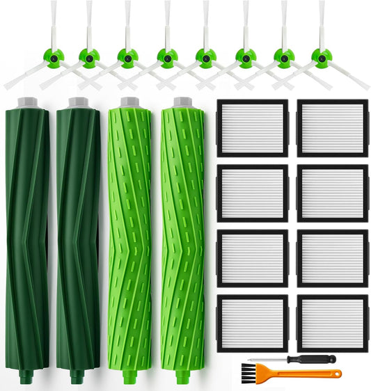 22 Replacement Parts for iRobot Roomba i7 i7+ i2 i3 i3+ i4 i4+ i6 i6+ i8 i8+ J7 J7+ J9 E5 E6 E7 I,E & J Series Vacuum Cleaner,8 HEPA 8 Side Brushes 4 Rubber Roller Brush,1 Clean Brush