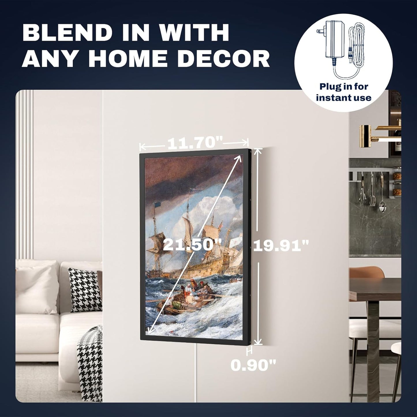 21.5 Inch Touchscreen Large Digital Picture Frame with FHD IPS Screen, 32GB WiFi Digital Photo Frame,Remote Control, Wall-Mountable, Share Photo/Video via Apps, Email, USB/Mirco SD, Black