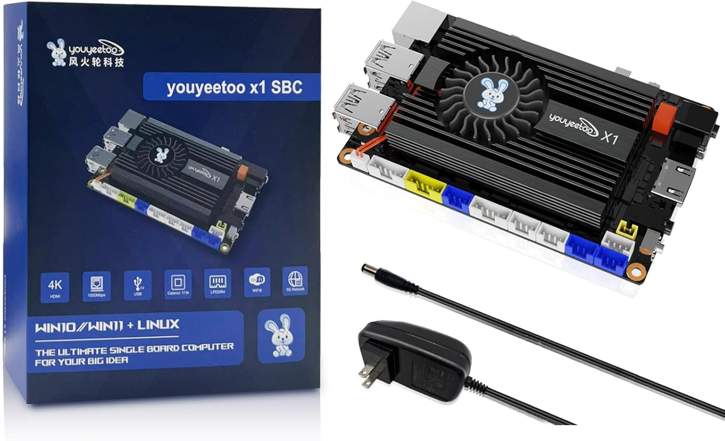 WayPonDEV youyeetoo X1 X86 Single Board Computer - A 64bit Windows 10/11/Linux Mini PC with Celeron N5105 CPU, Support Optional WiFi&BT NFC, PCIE 3.0 M.2 2280 NVMe or SATA SSD (16GB RAM+256GB Storage)