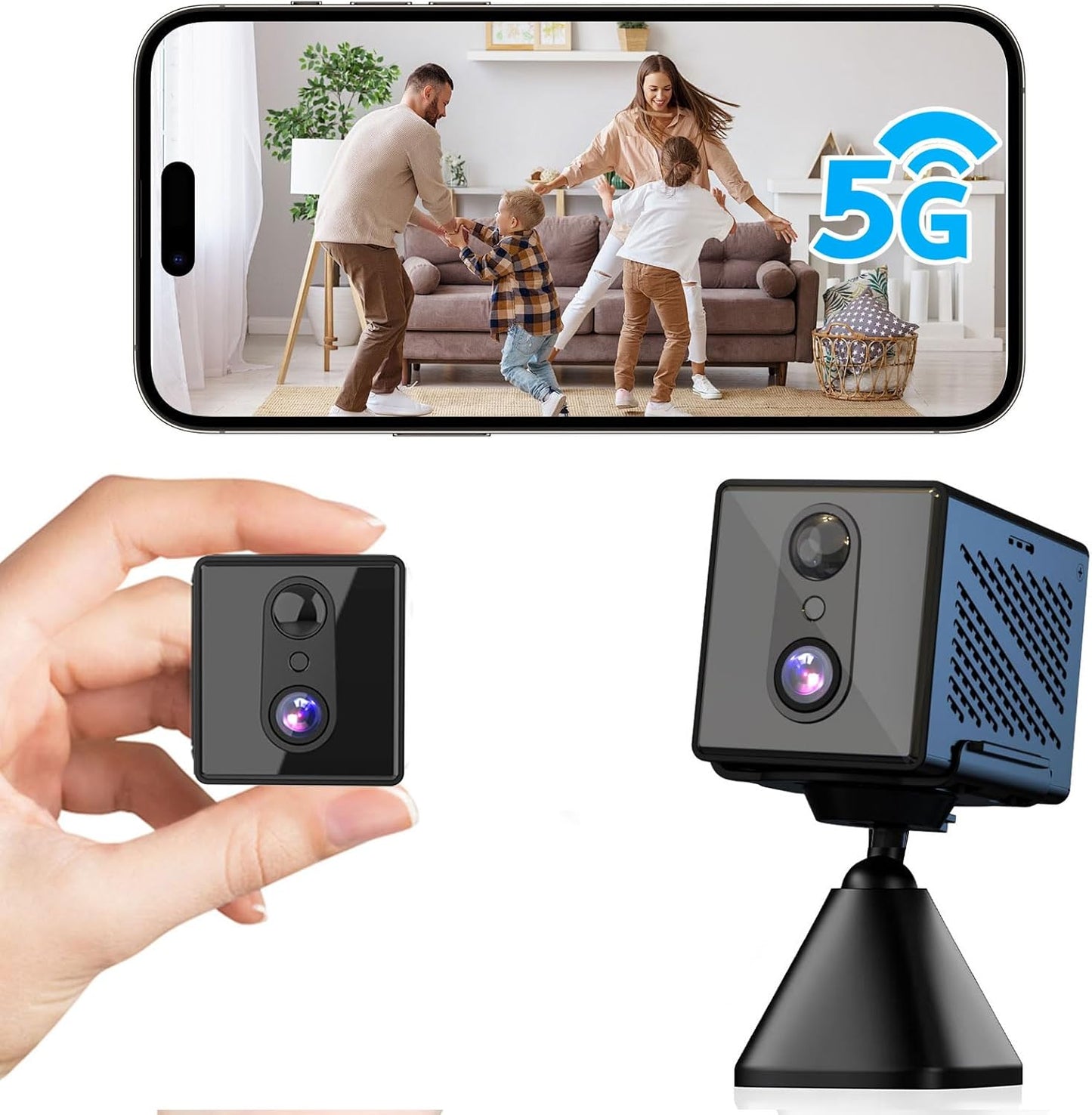 2025 Upgraded 4K Security Camera, 5GHz WiFi Indoor Camera, Home Security Camera with Night Vision, Motion Sensor, Long Battery Life, Motion Detection, Remote Viewing, Wireless Surveillance Cam