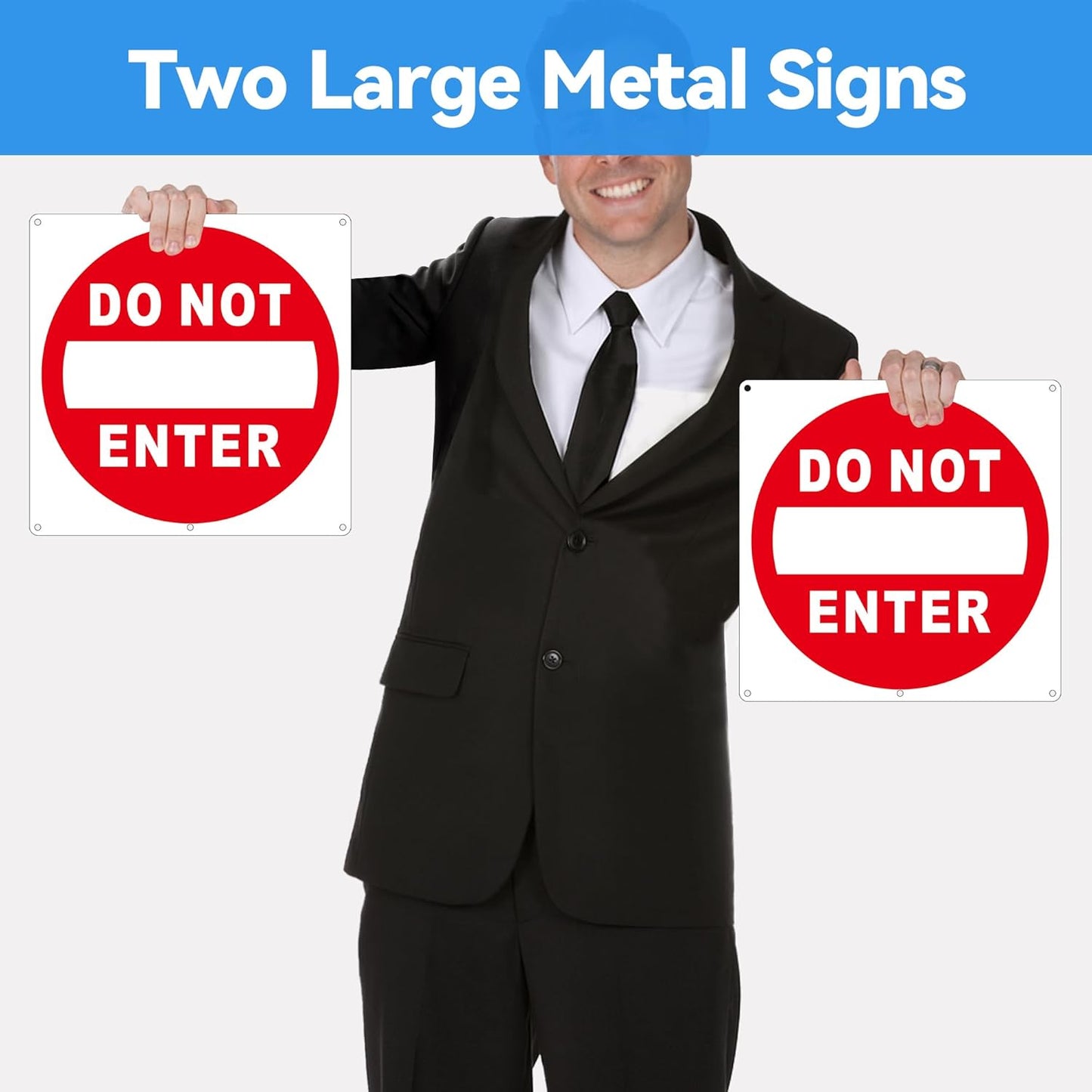 (2 Pack) Do Not Enter Sign, 12x12 Inches Keep Out No Entry Signs, Aluminum Reflective Do Not Enter Metal Signage, Weather Resistant and Easy to Install (White and Red)