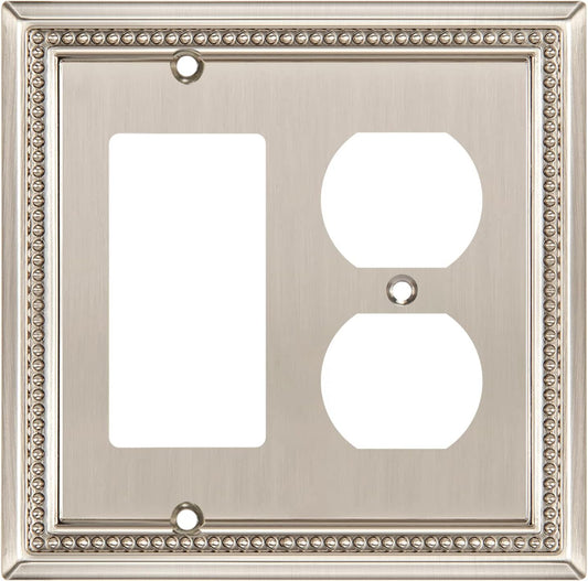 Henne Bery Sunken Pearls Heavy Duty Decorative Wall Plate Switch Plate Outlet Cover (Decorator/Duplex, Satin Nickel)