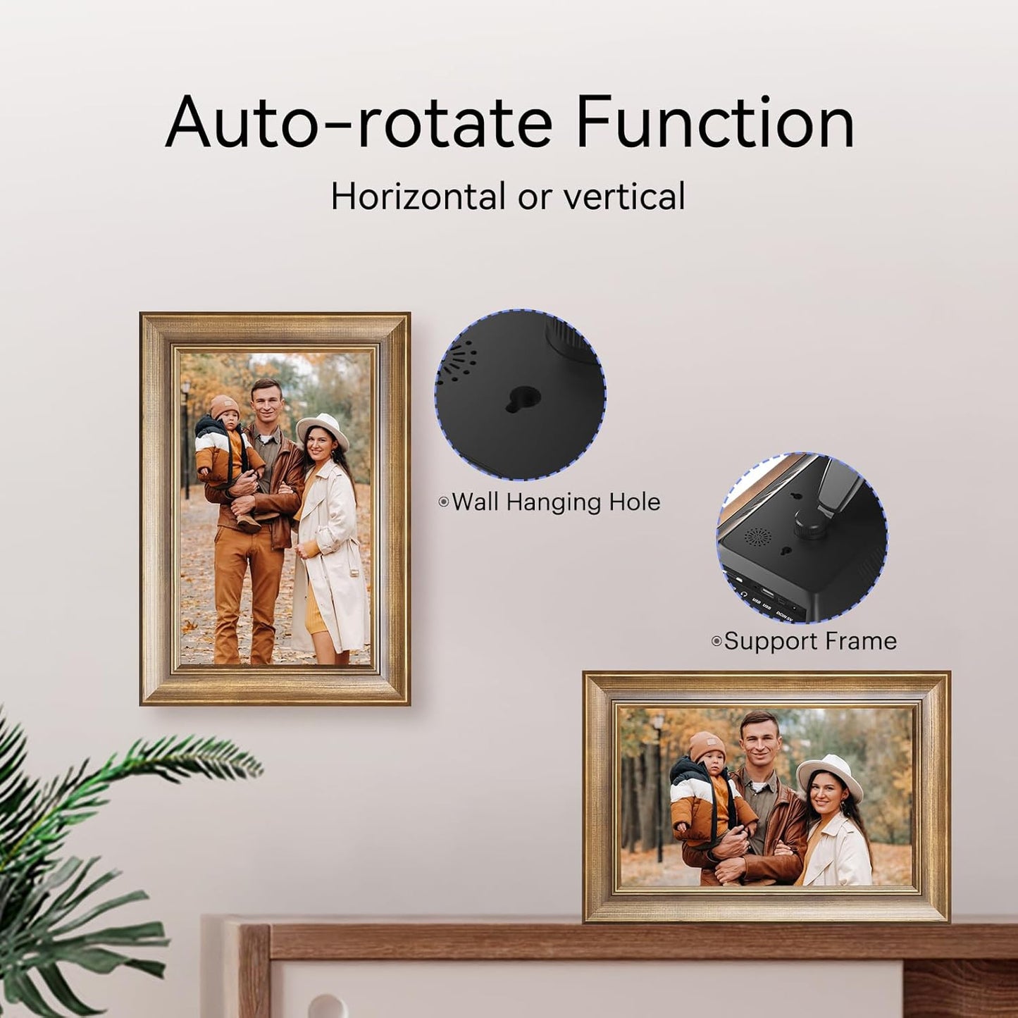 10.1 Inch Wood Finish Digital Picture Frame, Smart WiFi Digital Photo Frame, 1280x800 IPS HD Touchscreen – Effortlessly Share Photos and Videos from Anywhere