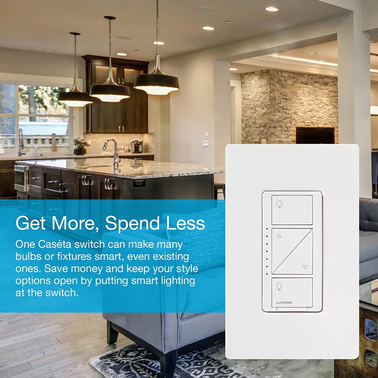 Lutron Caseta Original Smart Dimmer Switch (Lutron Smart Hub Required), for LED Lights, 150 Watt, Single-Pole/3-Way, No Neutral Required, PD-6WCL-WH, White, 5 Pack
