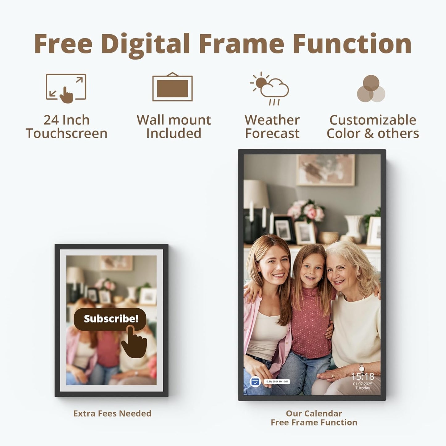 24 inch Digital Calendar Chore Chart – Interactive Touchscreen，Hearth Display Desk Digital Calendar Seamless Scheduling Black
