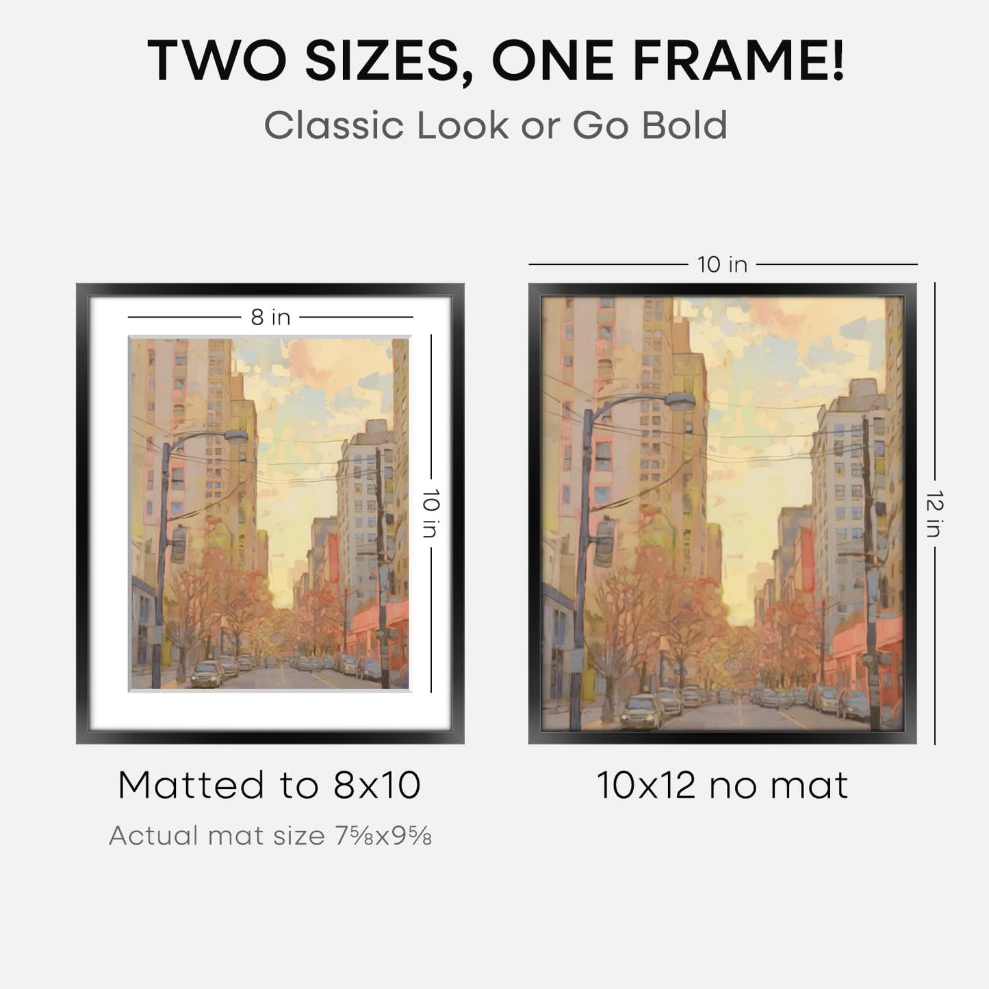 Homeforia Black 10x12 Picture Frame, High End Metal 10x12 Poster Frames with Mat 8x10, 10 x 12 Black Frame Matted to 8 x 10 inch Photo, 10 by 12 Thin Hanging Frames, Tempered Glass, Wall Kit, Set of 1