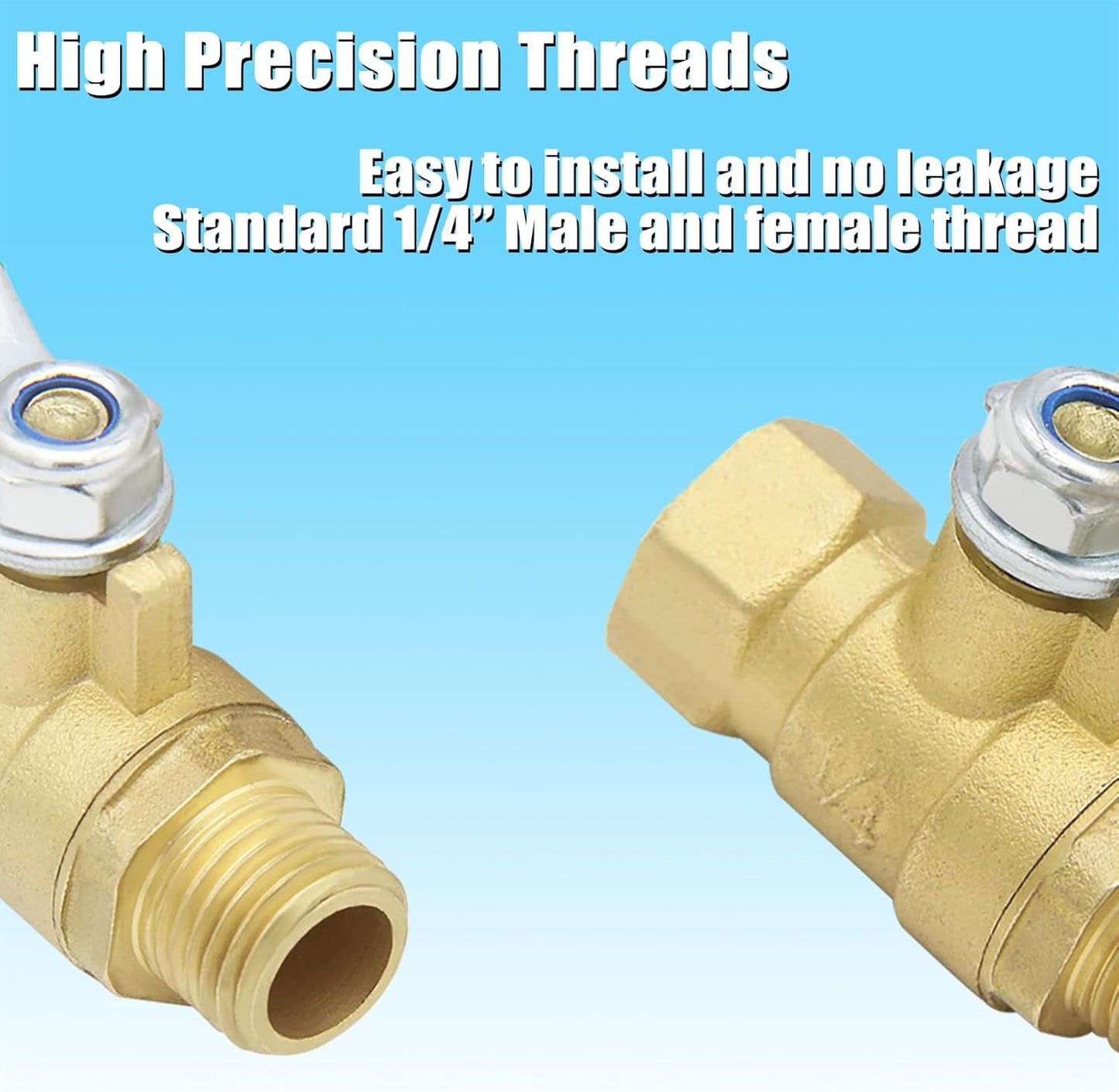 1/4 inch NPT Brass Ball Valve Kit Air Compressor Shut Off Valve With M-Stype Air Plug Fitting 1/4"NPT Male Thread 2 Part Unit