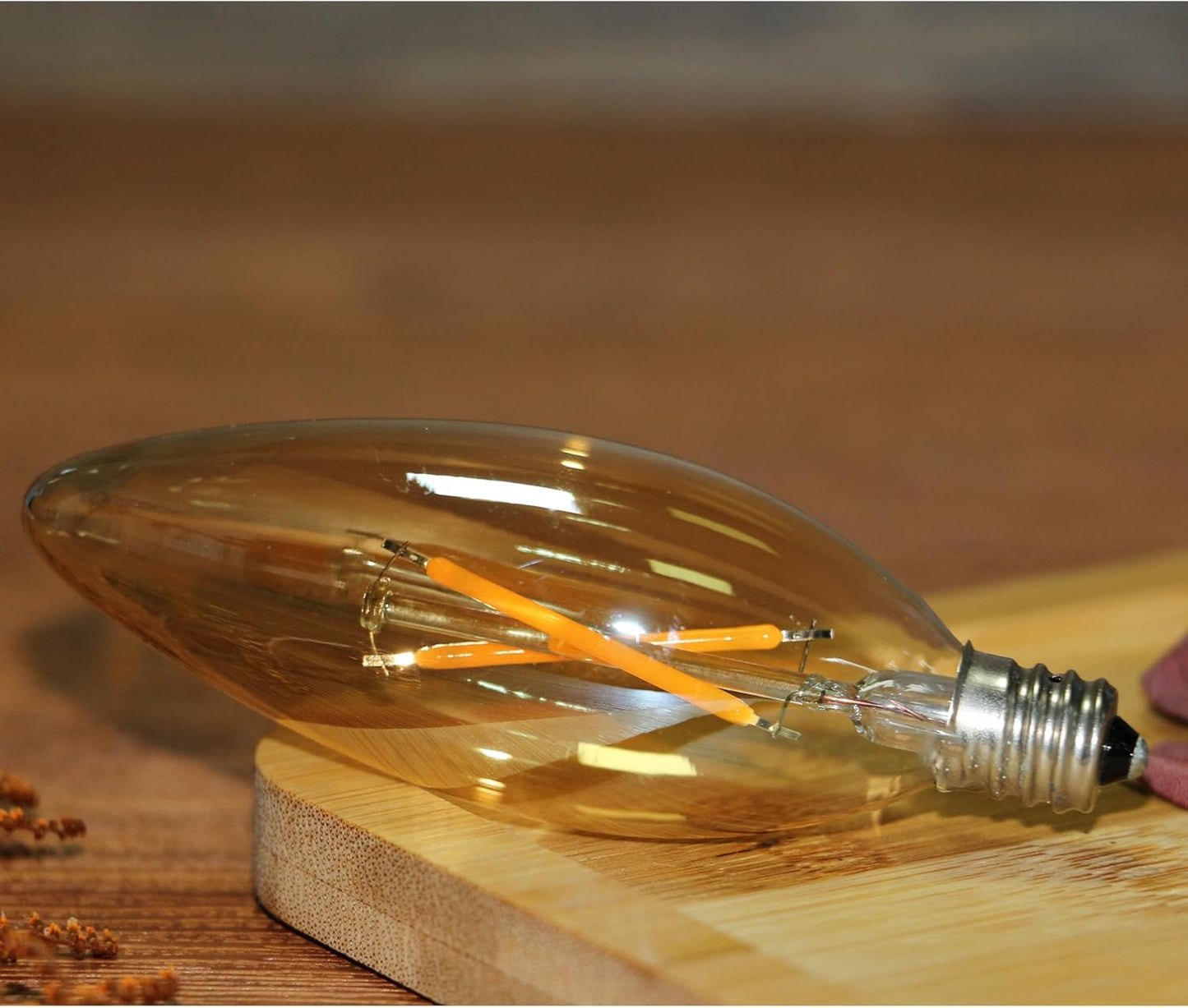 12 Pack C32 Candle Filament LED Bulb, 2W Equals 15-20W Soft Warm Light, E12 Candelabra Base Edison Bulb, Amber Glass Light Bulb for Pendant Chandelier Ceiling Fan