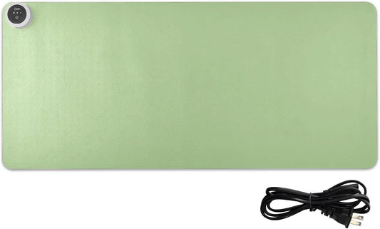 Green Heated Desk Pad Mouse Pad 31.5x13 Inch PU Leather Desk Mat with 3 Heat Levels Large Mouse Gaming Computer Laptop Mat